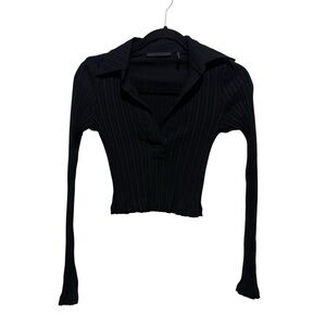 Helmut Lang Ribbed long sleeve Polo sweater
